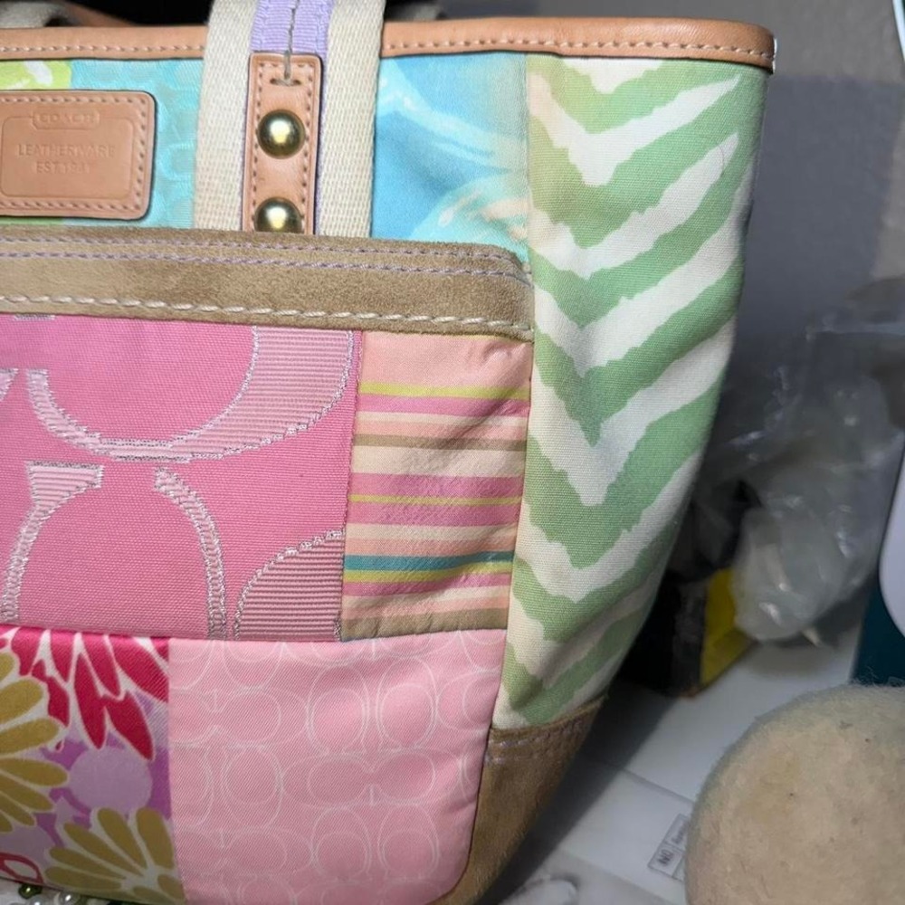 Y2K Coach multicoloured patchwork mini tote bag - Picture 5 of 6